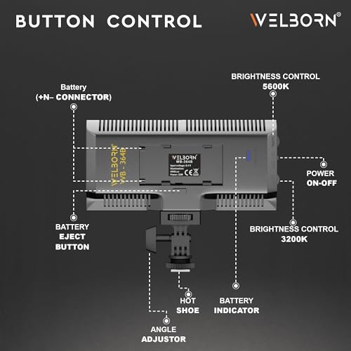 Image of Welborn Bi-Color Dimmable 364 LED Video Light for YouTube Video, Product Photography, Makeup Shoot and More