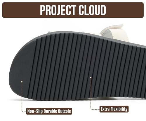 Image of Project Cloud 100% Genuine Leather Sandals for Women Footwear - Stylish Womens Sandals with Plush & Soft Insole - Non-Slip and Water-Resistant Beach Sandals Slides for Women (Mayvy)