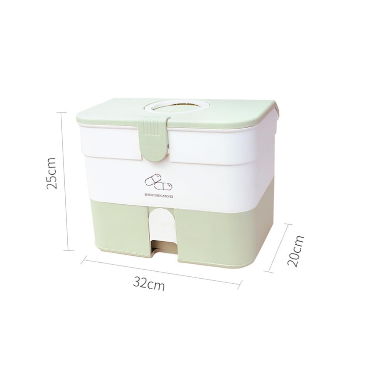 FRCOLOR Boîte de Rangement Médicale Verte PP Multi-couches, Double Poignée