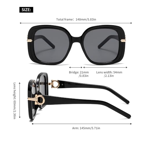 Womens Sunglasses Trendy Square Oversized Frame Sunglasses for Women Driving Outdoor Sun Glasses3