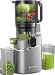 AMZCHEF Cold Press Juicer, 5.8" Self-Feeding Juicer Machines for Whole Vegetable & Fruit, Masticating Juice Easy to Clean, High Juice Yield, Large Auger, Triple Strainers - Gray