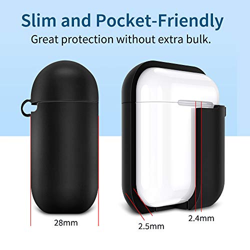 ESR Funda AirPods con Llavero, Funda Protectora a Prueba de Golpes, Funda de Silicona Suave y Ajustada, Compatible con el Estuche de Carga Apple AirPods-Negro