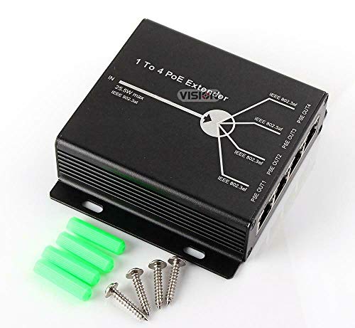 visiPower 4 Ports PoE Extender 10/100M PoE Ports 10/100BASE-TX, IEEE802.3at Used with AP, IP Camera, IP Telephone Equipment