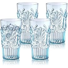 BELLAFORTE Shatterproof Plastic Tall Tumbler, Set of 4, 23oz - Unbreakable Drinking Glasses - Flower Beach Glasses Drinking for Gifting, Parties, Poolside, Home - Dishwasher Safe - BPA Free