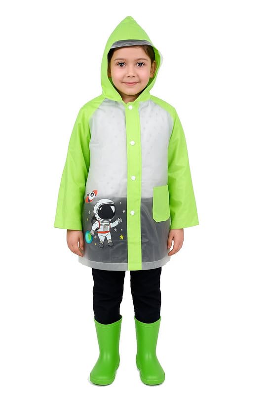 Image of Kids Waterproof Long Raincoat for Boys & Girls | Lightweight Hooded Rainwear with Pockets | Full-Length Rain Coat for School, Travel & Outdoor Use