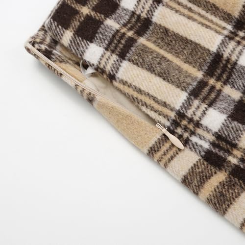 Image of IDEALSANXUN Womens High Waist Plaid Skirt Bodycon Pencil Wool Mini Skirts