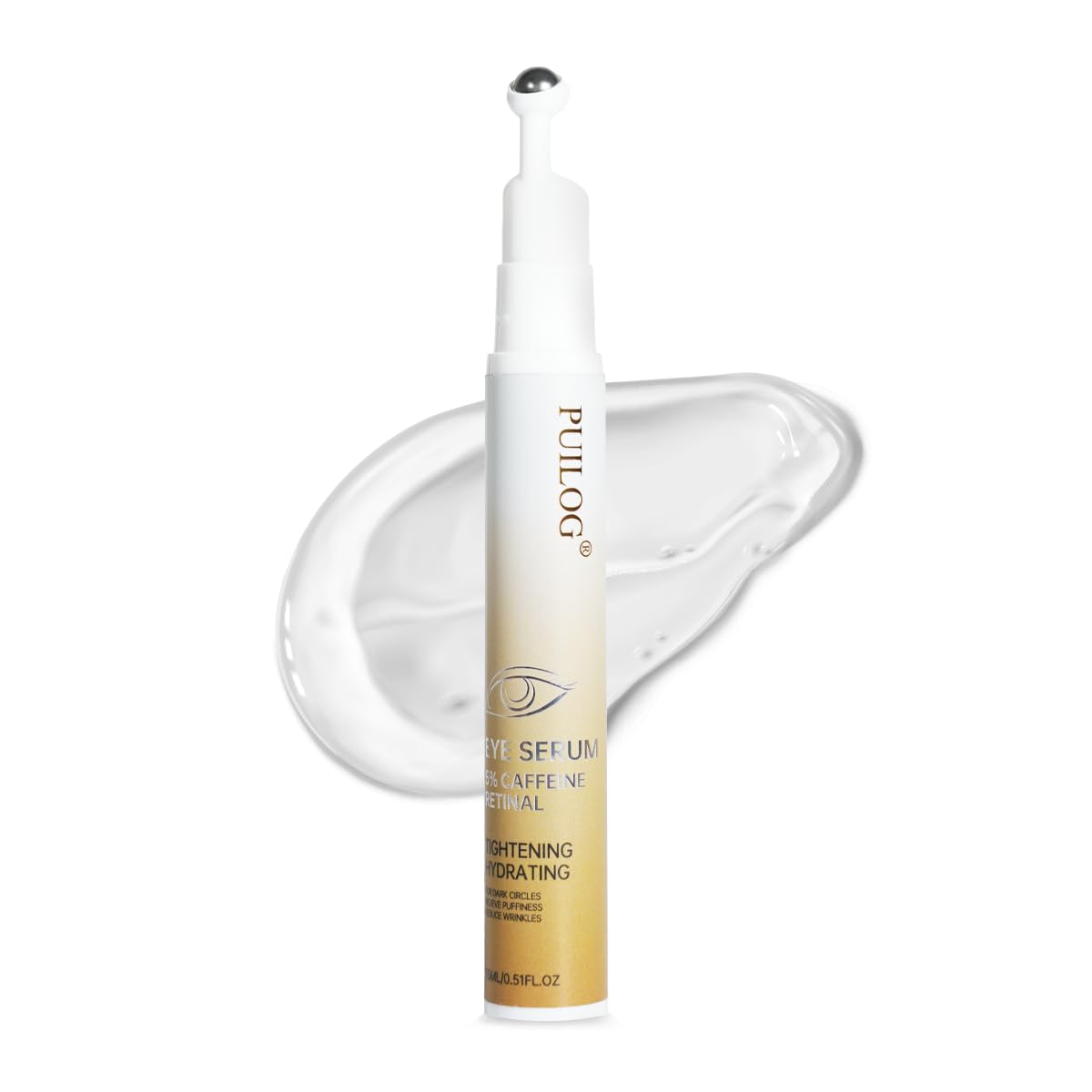 5% Caffeine Eye Serum with Retinal Peptides Hyaluronic Acid for Dark Circles Wrinkles & Eyelid Lift – Instant Morning Bags Depuffing – 360° Roller – Skincare Eye Cream for Women & Men (0.51 fl.oz)