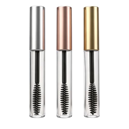 3 Pcs 5ml Empty Mascara Tube and Wand Refillable Mascara Tubes Mini Eyelash Cream Container Bottle with Leak Stoppers for Castor Oil DIY Cosmetics Travel and Daily Use