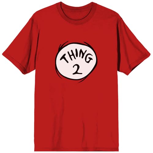 Dr. Seuss Thing 2 Adult Red Crew Neck Short Sleeve T-Shirt-XL