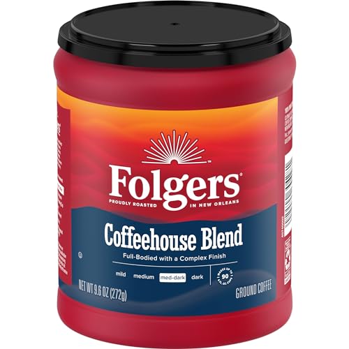 Image of Folgers Coffeehouse Blend Ground Coffee, 6 (9.6-Oz.) Canisters | 9.6-oz. canisters, Medium-dark roast coffee
