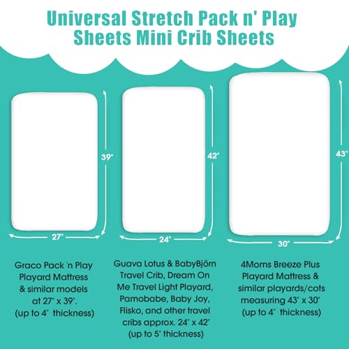 Zestaw n Play Stretchy Fitted Pack n Play Arkusz do gry Zestaw brolex 2 szt. Przenośne Mini Arkusze do Crib, Convertible Playard Mattress Cover, Ultra Soft Materiał, Elephant & Whale