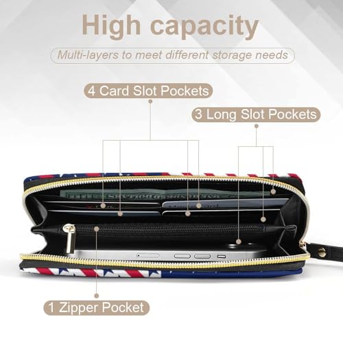 Mens High Capacity Leather Wallet Water-resistant Secure and Durable Red Blue White American Flag Leather Wallets for Travel4