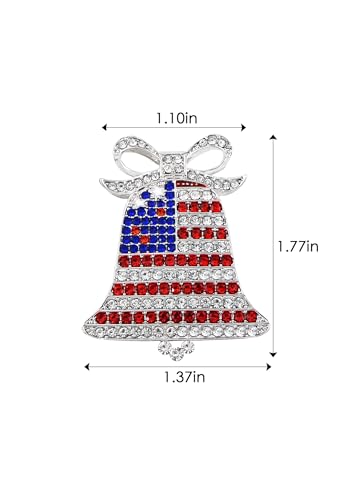 Image of Alilang American Flag USA Sparkly Crystal Rhinestone 4th of July Patriotic Pin Brooch