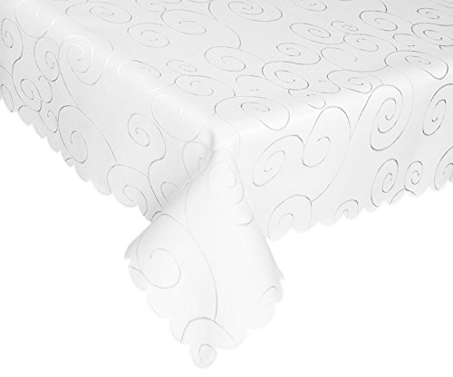 Ecosol Designs Microfiber Damask Tablecloth, Wrinkle-Free & Stain Resistant (52X70, White) Swirls #TOP6