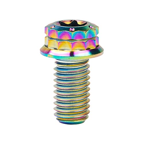 Image of Titanium Flange 12 Point Head M8 x15 20 25 30 35 40 45 50 55 60 65mm Screw Bolt Pack of 4 (M8x15mm, Rainbow)