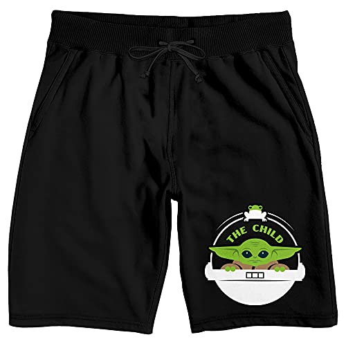 Baby Grogu Spaceship Mandalorian Mens Black Sleep Pajama Shorts