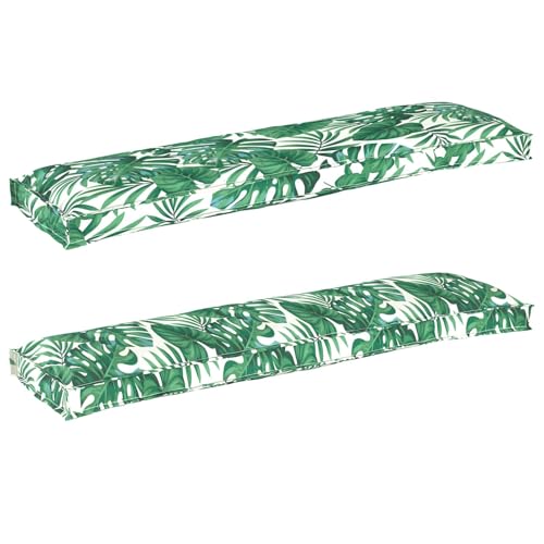 vidaXL Cojines para palets para Banco, 2 pcs, con patrón de Hojas, de 150 x 40 x 8 cm, Tela Oxford Resistente al Agua, diseño Tropical. Cojín de jardín, Asiento de terraza, decoración para Muebles e