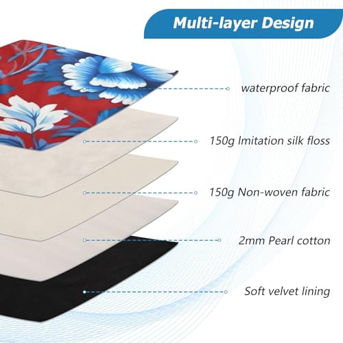 Funda para portátil 13-14 pulgadas con flores azules y rojas miniatura 4