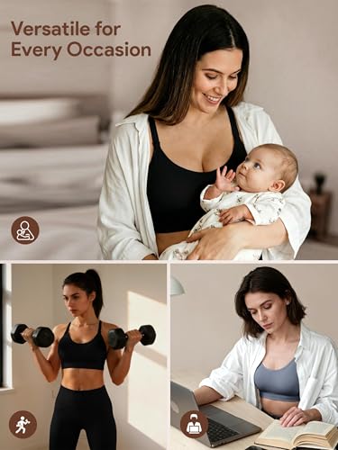 Image of Angelhood Nursing Bras for Breastfeeding, Criss-Cross Back Nursing Sports Bra, Low Impac Support Yoga Maternity Bras