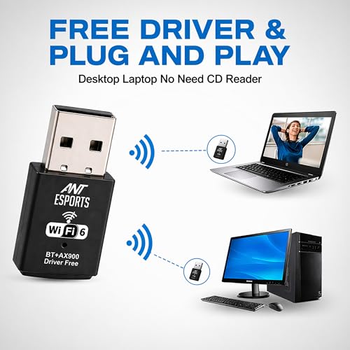 Image of Ant Esports AE900X SmartChoice Dual Band WiFi 6 USB Dongle with Bluetooth 5.4, 900Mbps Speed (2.4GHz + 5GHz), MU-MIMO, Plug & Play, WPA3 Security, Hotspot Mode, Windows Compatible
