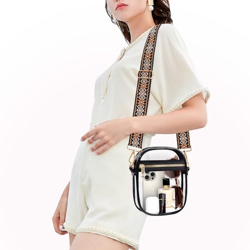 Image of Fibrdoo Clear Crossbody Purse Bag, Clear Bag Stadium Approved with Front Pocket for Concerts Sports Festivals