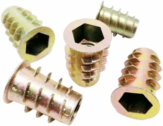 ⇒VP INDUSTRIES (Pcs-25) M5x10 mm Wood Insert D-Nut Internal Thread Alloy Zinc | D-nut Hex Drive Head for Fixing and Connecting Screws Bolts Nuts,Furniture Mounting Fasteners