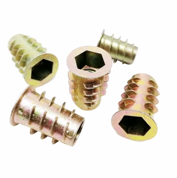 ⇒VP INDUSTRIES (Pcs-25) M5x10 mm Wood Insert D-Nut Internal Thread Alloy Zinc | D-nut Hex Drive Head for Fixing and Connecting Screws Bolts Nuts,Furniture Mounting Fasteners