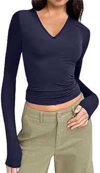 T-shirt met V-hals - ZWART - 13.00