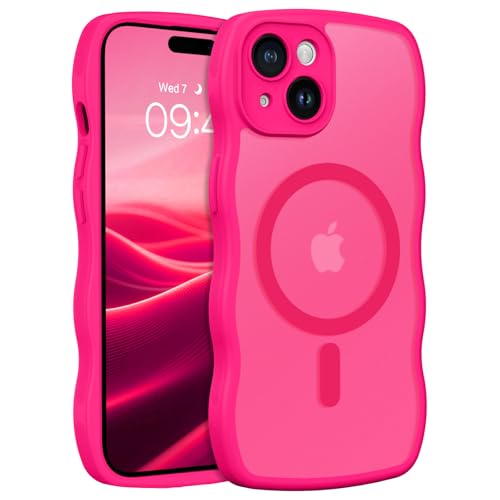 Coque iPhone 15 MagSafe silicone antichoc étui magnétique transparent à vagues