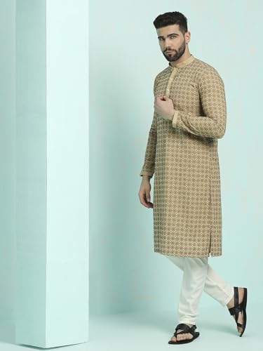 Image of Rajubhai Hargovindas Men's Chikankari Embroidered Cotton Kurta (Ches)