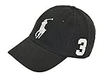 Ralph Lauren Polo Men Adjustable Pony Logo Hat (One Size, Black/White)