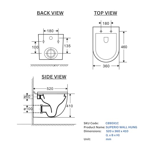 Image of Parryware SUPERIO Ceramic Wall Hung Western Commode for Bathroom | Rimless Washdown Flush Commode with Slim & Soft Closing Toilet Seat | Round Wall Mount Ewc | Space Saving | C890X