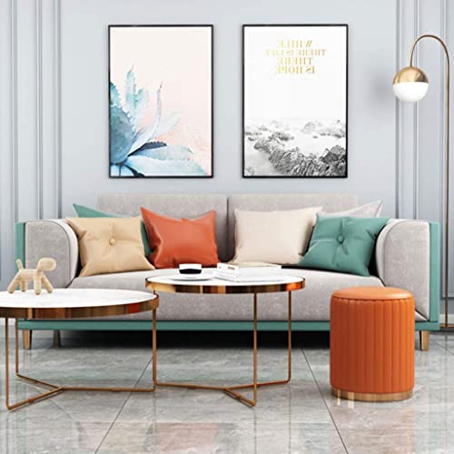 Pouf repose-pieds en cuir rond modèle E pour salon et table à thé