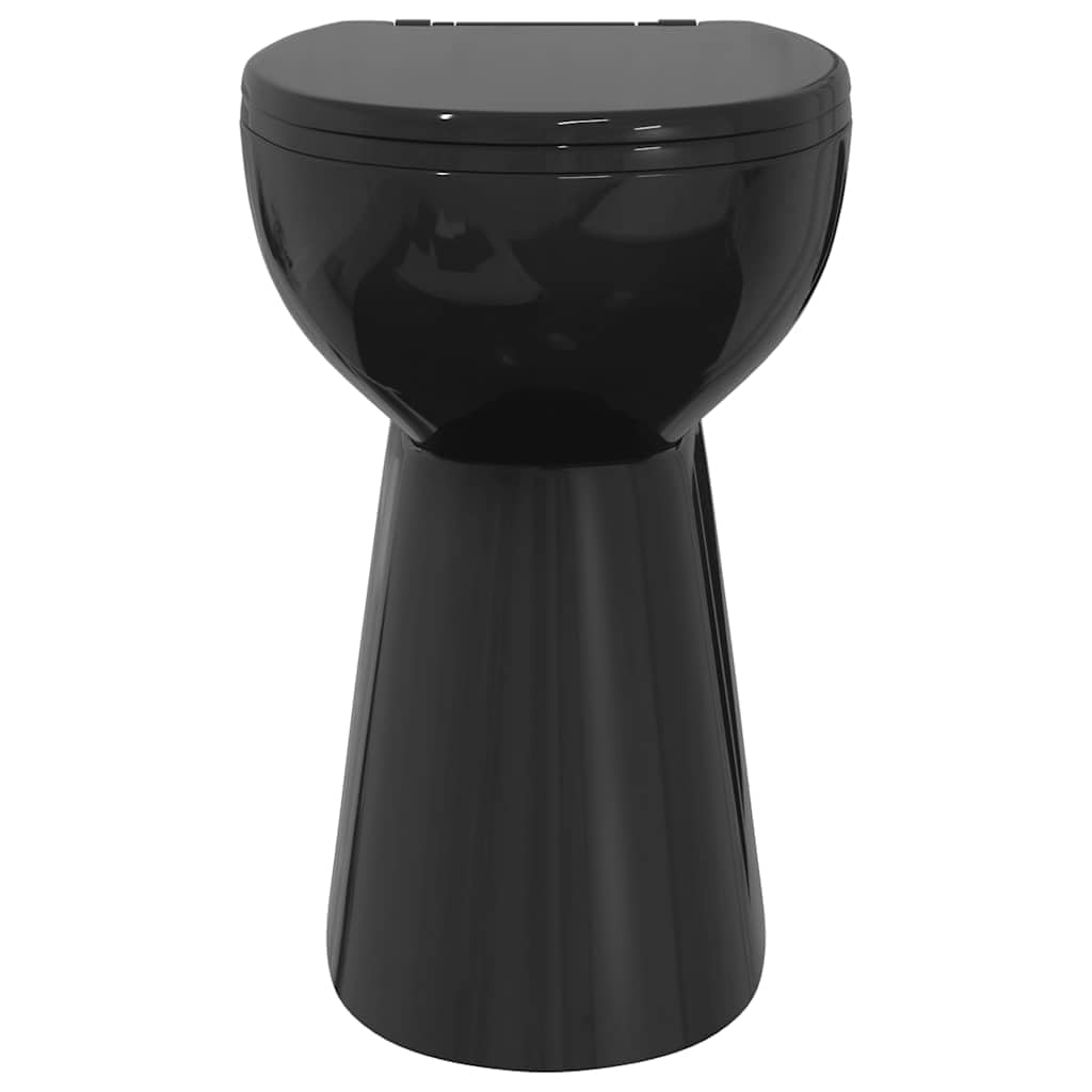 Schwarzes Stand-WC Randlos mit Soft-Close Sitz, Erhöhtes WC +7 cm für Seniorengerechte Ergonomie, Keramik Toilette Modernes Design