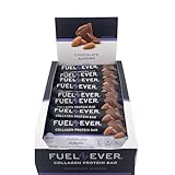 Fuel 4 Ever Collagen Protein Bars (Box of 12),1.83 oz, 14G protein, MCT oil, No Sugar or Artificial Ingredients Added, 3g Sugar, Low Net Carb, High Fiber Healthy Snack Bar. (Chocolate Almond)