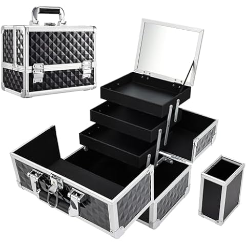 BOODEQP Professional Makeup Case with Mirror Cover