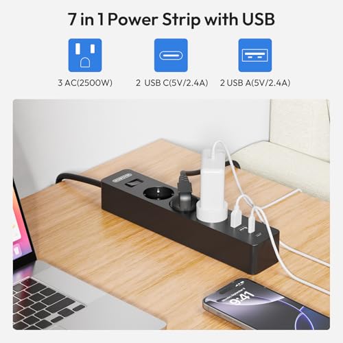 NTONPOWER 3-fach-Steckdosenleiste mit USB-C und Überspannungsschutz