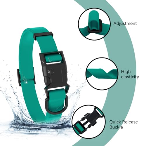 Image of Waterproof Dog Collar, Easy to Clean Rubber Dog Collars with Quick Release Buckle Fits Small Medium or Large Dogs (Emerald Green, M < 11.8-18.5 inch)