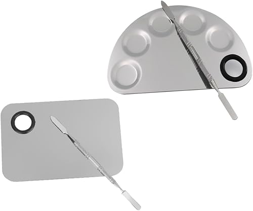 LIFKOME Stainless Steel Mixing Palette Set of 2 Versatile Makeup Mixing Trays for Foundation Paint and Nail Art for Makeup Artists and Cosmetic Applications