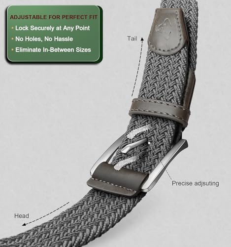Image of BULLIANT Men's Woven Braided Stretch Web Golf Belt 1 3 /8 inch-Gift Boxed