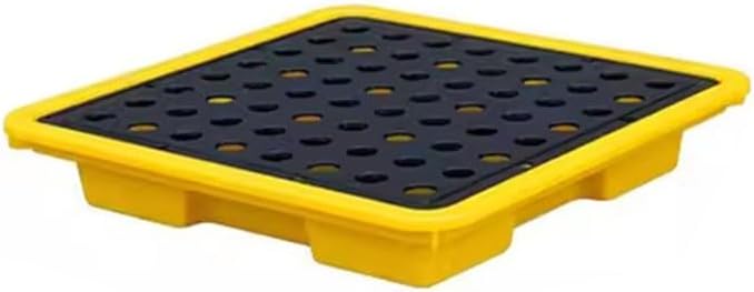 Modular Spill Containment Platform, Heavy-Duty Plastic Pallet for Industrial Use, 17, Ideal for Warehouses and Environmental Safety,Yellow-33.5 * 33.5 * 5.5cm