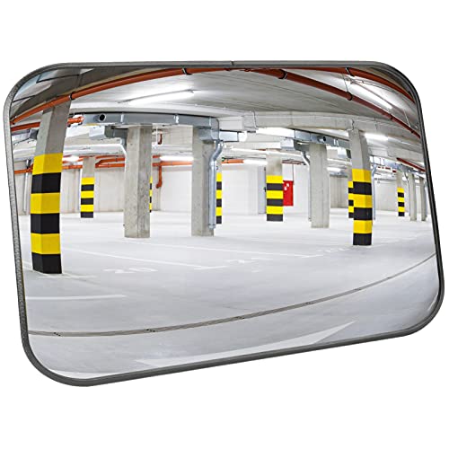 Miroir Convexe Sécurité 60x80cm - Rectangle Avec Réflecteurs, Pour Garage Ou Route