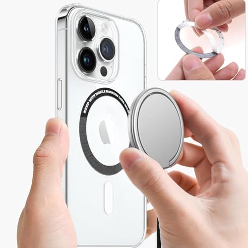 Image of ZORBES 6Pcs Magnetic Alignment Rings, 55mm Dia Slim Adhesive Magnetic Rings, Mag Safe-Compatible, Adhesive Magnet Rings for Phone Grip, Phone Holder