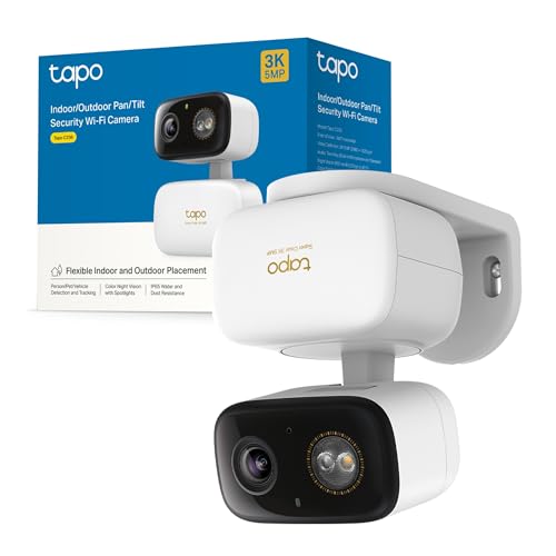 Tapo C236 Telecamera WiFi Esterno/Interno 3K 5MP, Pan/Tilt, Visione Notturna a Colori, Notifiche AI Persone/Animali Domestici/Veicoli/Bimbi, Tracciamento Smart, IP65, Multi-Installzioni, Audio a 2 Vie