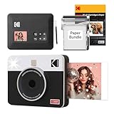 Kodak Mini Shot 3 Retro Cadeau Noel, Appareil Photo Instantané Vintage avec Imprimante Photo Portable, 76x76 mm, Technologie 4Pass, Pack de 38 Papiers Photo – Blanc