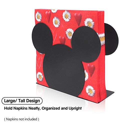 Finex Mickey Mouse Head Stainless Steel Napkin Holder Stand For Kitchen Table Party (Black) #TOP2