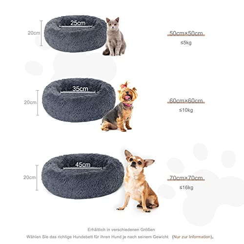 Lucky Sign Katzenbett Waschbar Flauschig Hundebett Rund Hundekissen Kuschel Katzenkissen Warm Katzenkorb Zum Schlafen für Große Hunde und Katzen, (XL) 70 cm Ø - Dunkelgrau