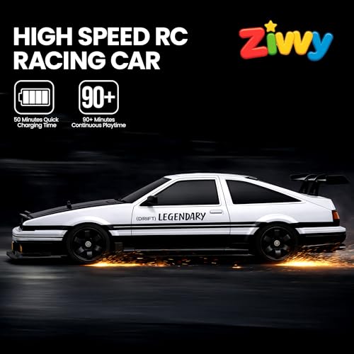 Image of Big Remote Control Car - Silver | 2.4G Rechargeable Remote Control Drift Car with 100m Range | Smoke Effect, LED Lights & Music | High-Speed | Best Gift for Boys & Girls 2 3 4 5 6 7 8+ Years