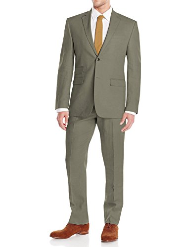 DTI GV Executive Men's Modern Fit Linen Suit 2 Button Summer Blazer with Pants