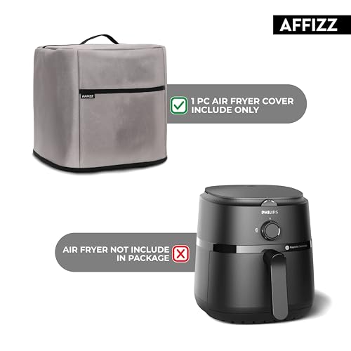 Image of Dustproof Air Fryer Cover for Philips 4.2L NA120 /00 - Polyester Kitchen Oven and Home Appliances with Handle & Pocket | for Women, Men & Everyday Use (Grey)